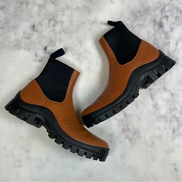 ATP Atelier Catania Brandy Leather Lug Sole Chelsea Boots Chunky Pull-On Booties - Picture 2 of 12